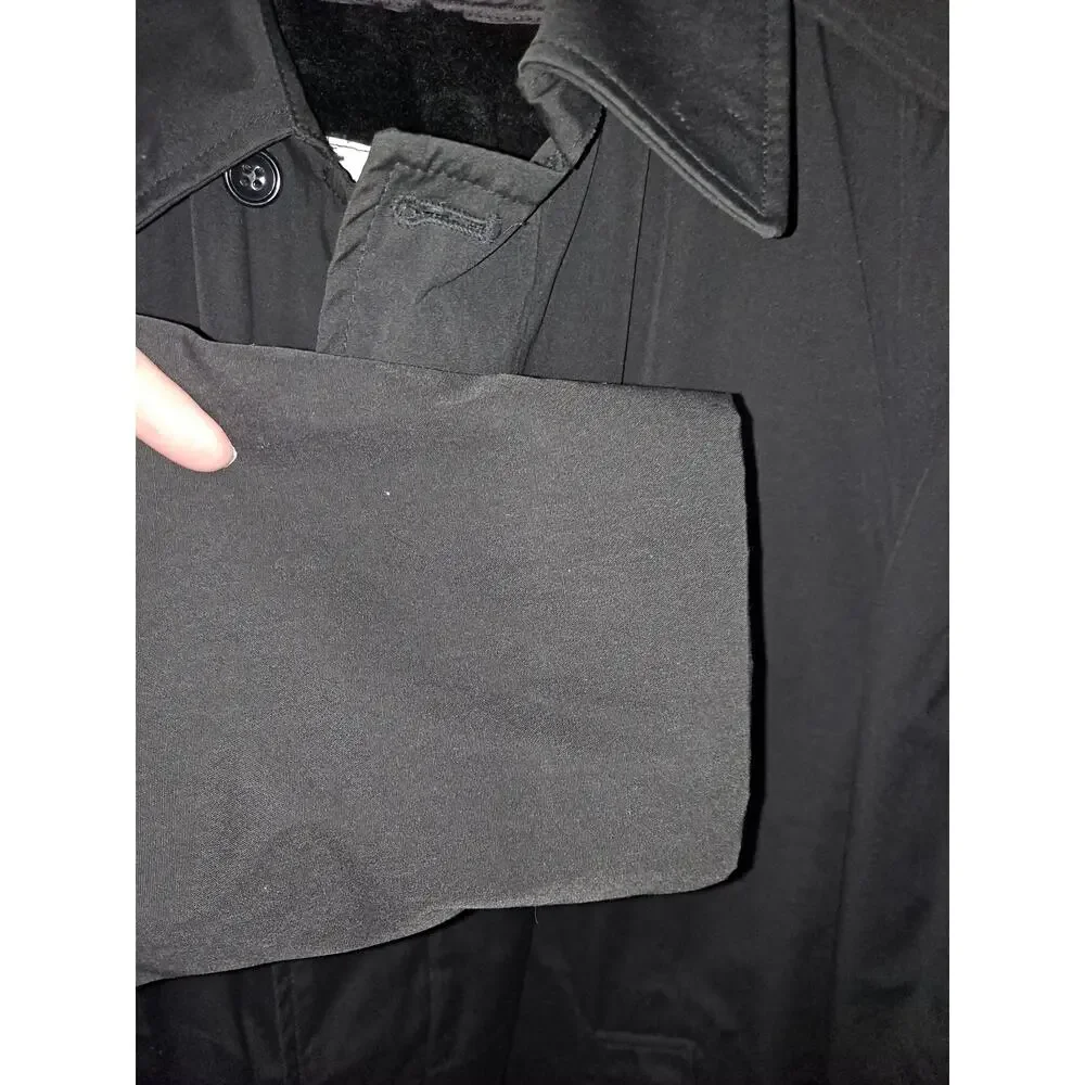 Men's Black 80's Acrylic Back Slit Removable Liners All‎ Weather Coat Size 40R